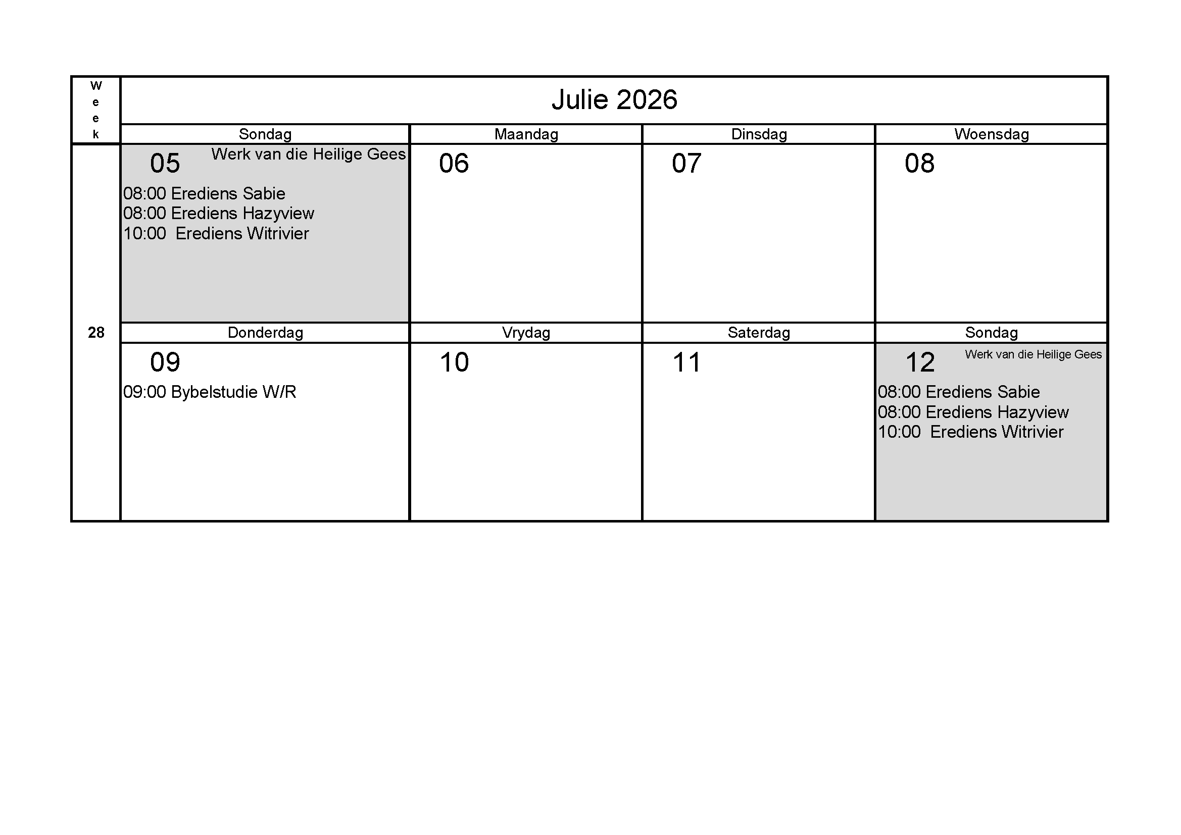 28 Week Dagboek